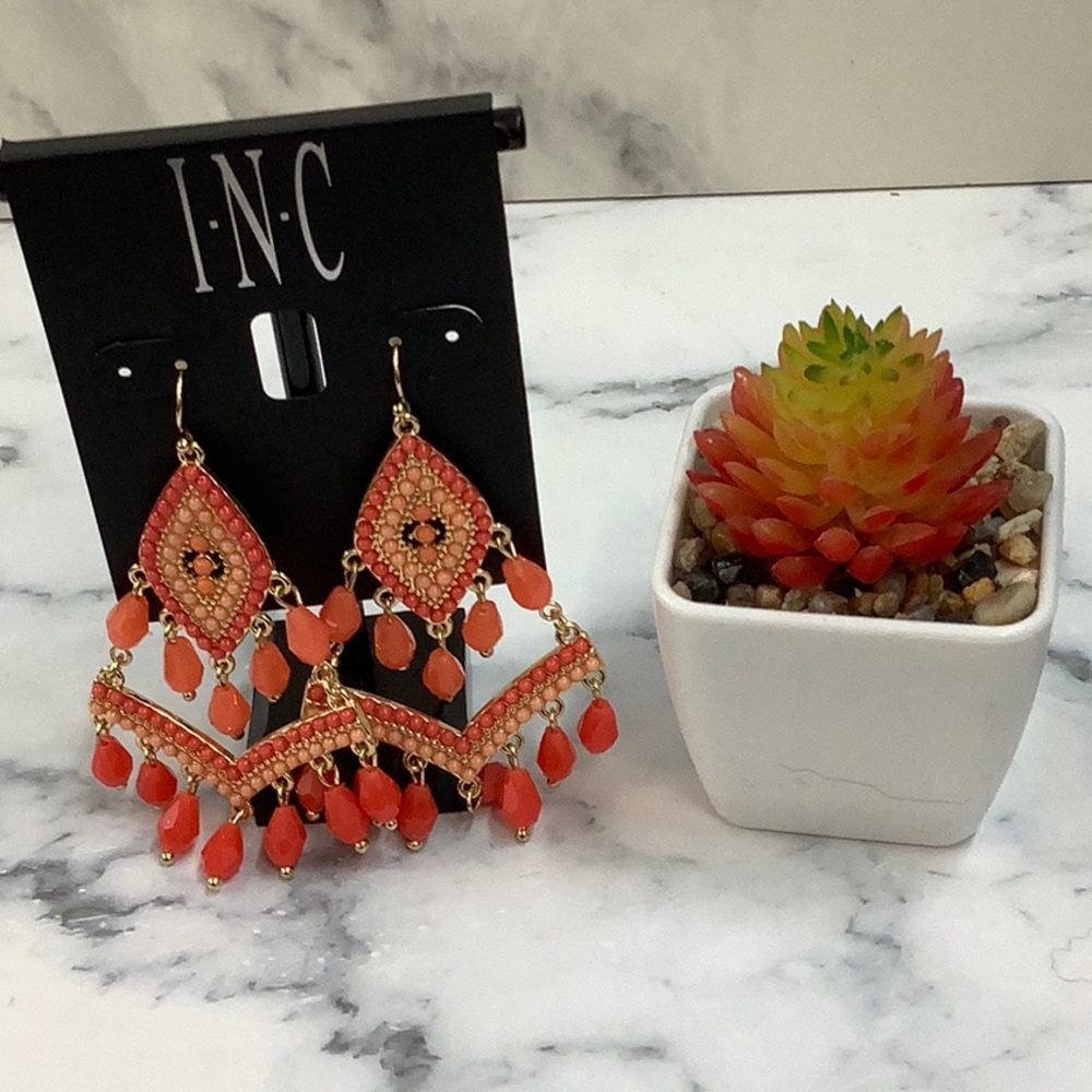 NWT- INC - Gold Beaded Kite Drop Earrings